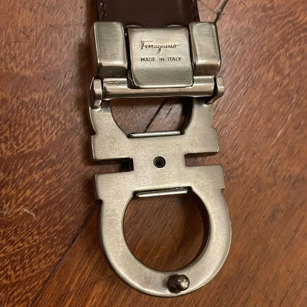 Salvatore Ferragamo Vintage Men’s belt reversible black brown leather buckle
